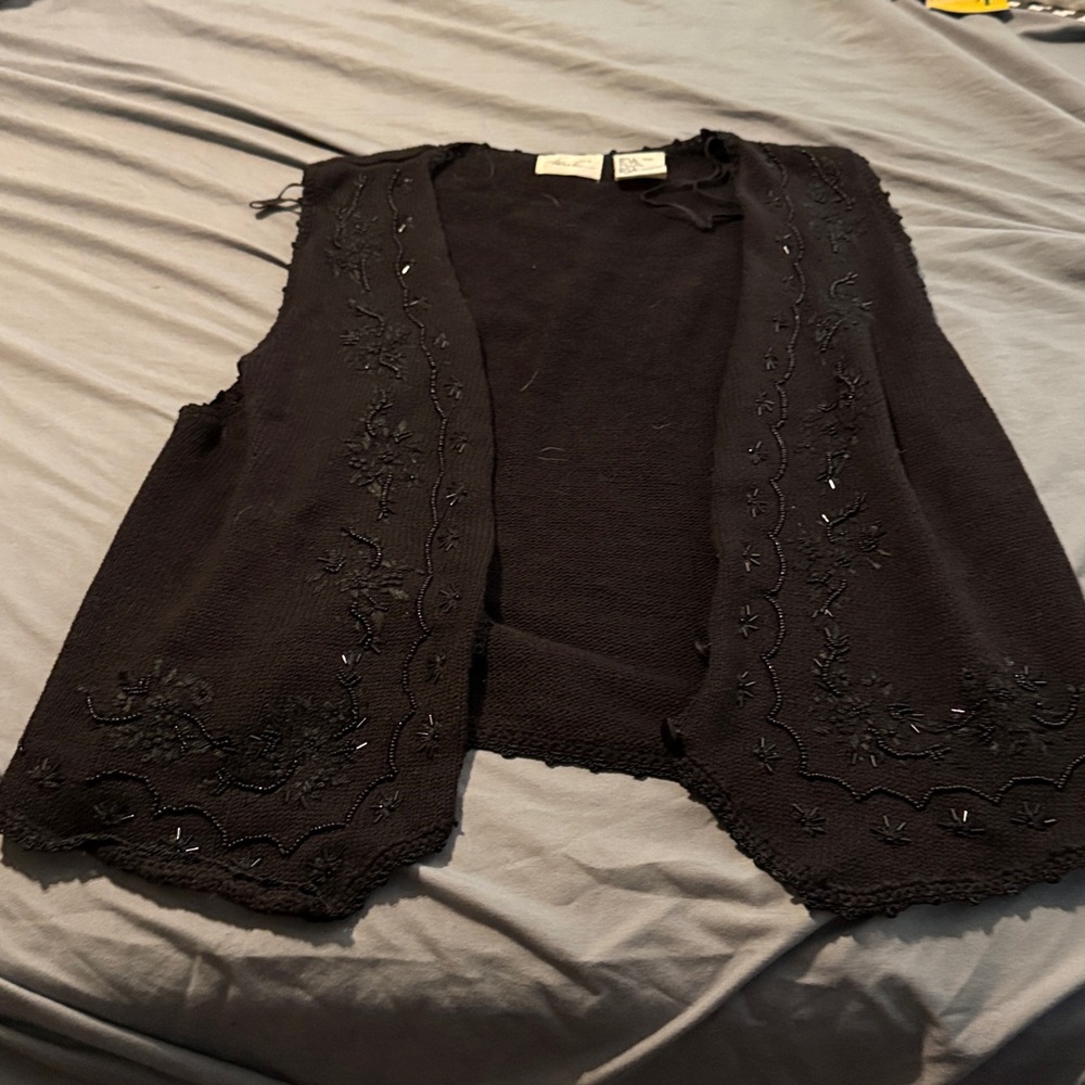 Kathie Lee Collection Black Embroidered Vest
